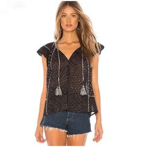 ULLA JOHNSON Rena Top Black/White Size 6